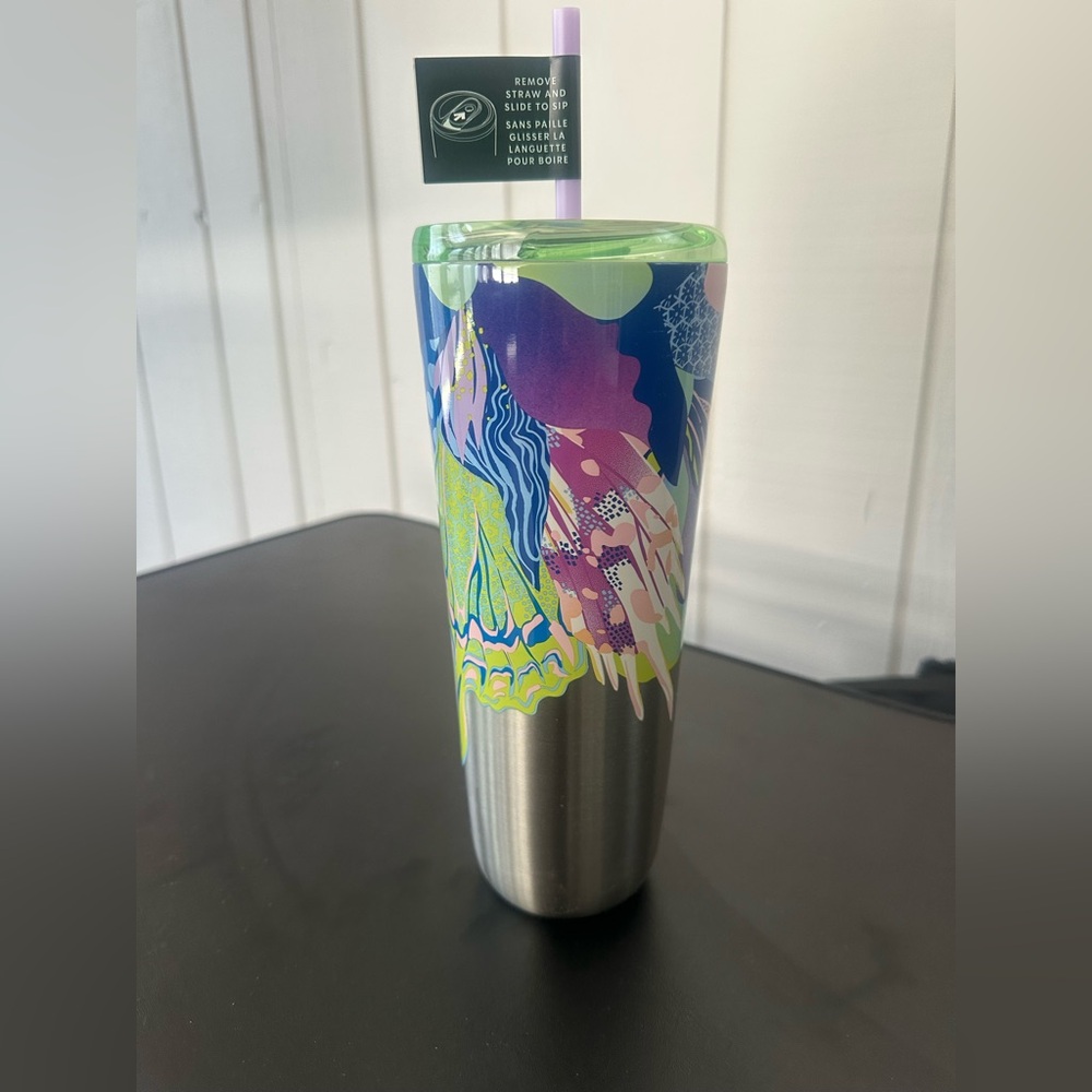 Colorful Abstract Stainless Steel Tumbler with Lid
